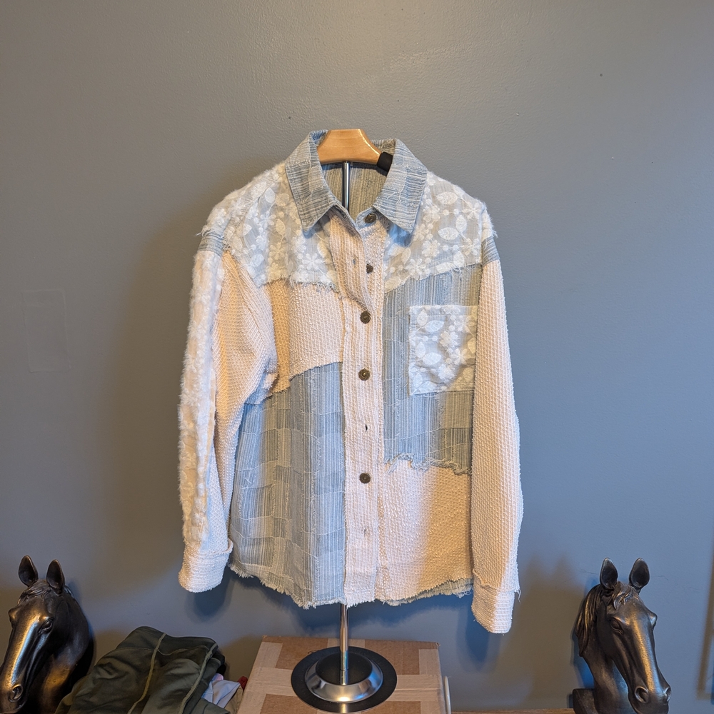 POL Light Blue Textured Shirt